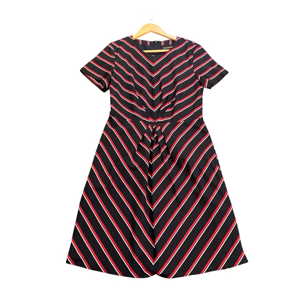 Banana Republic Red A-Line Midi Dress V-Neck Short Sleeve Size 6